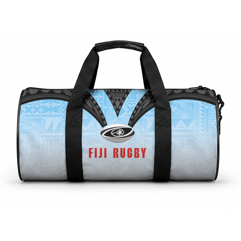 Fijian Rugby Duffle Bag Tapa Pattern Retro Sporty Style LT03 One size White - Polynesian Pride