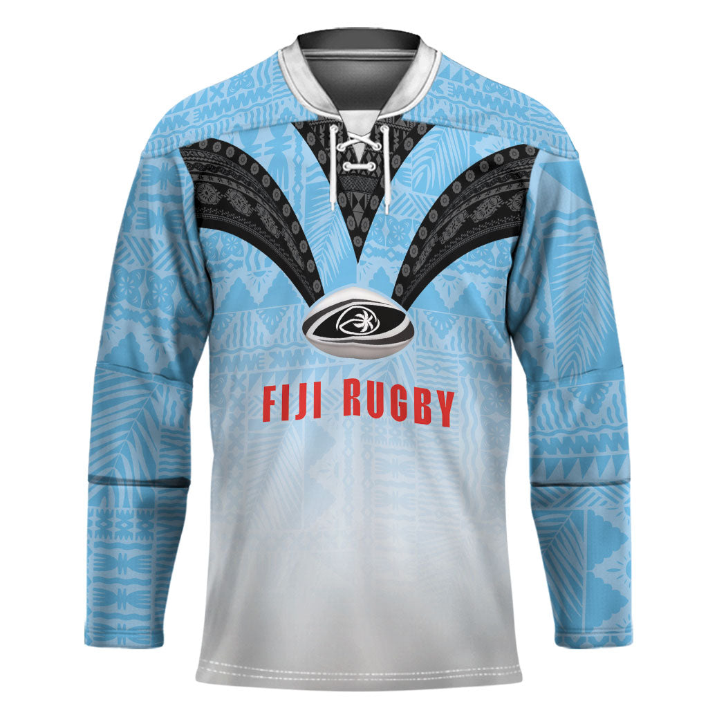 Custom Fijian Rugby Hockey Jersey Tapa Pattern Retro Sporty Style LT03 Unisex White - Polynesian Pride