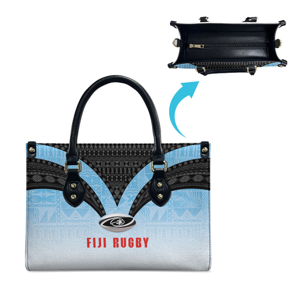 Fijian Rugby Leather Bag Tapa Pattern Retro Sporty Style LT03 - Polynesian Pride