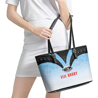 Fijian Rugby Leather Tote Bag Tapa Pattern Retro Sporty Style LT03 - Polynesian Pride