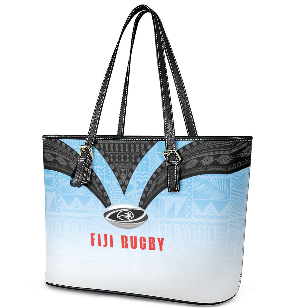 Fijian Rugby Leather Tote Bag Tapa Pattern Retro Sporty Style LT03 - Polynesian Pride