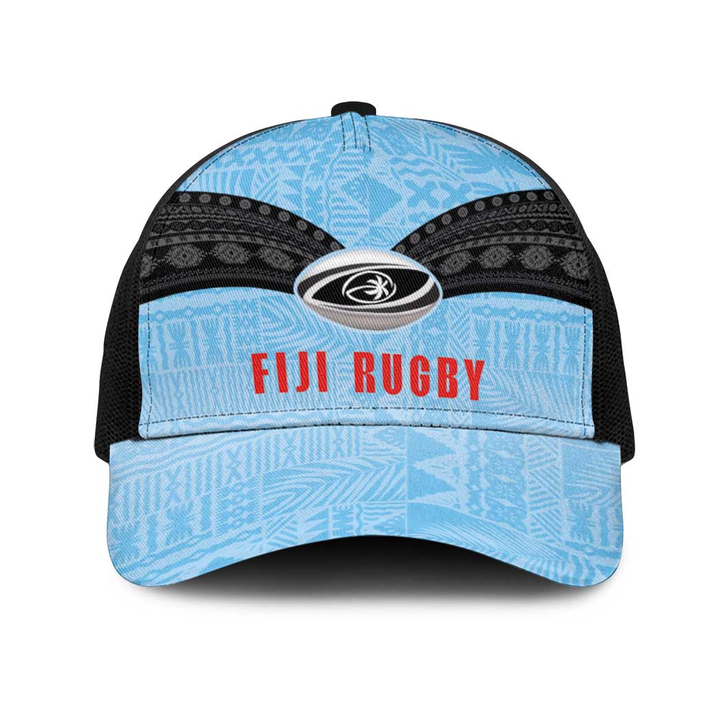 Fijian Rugby Mesh Trucker Cap Tapa Pattern Retro Sporty Style LT03 One Size Black White - Polynesian Pride