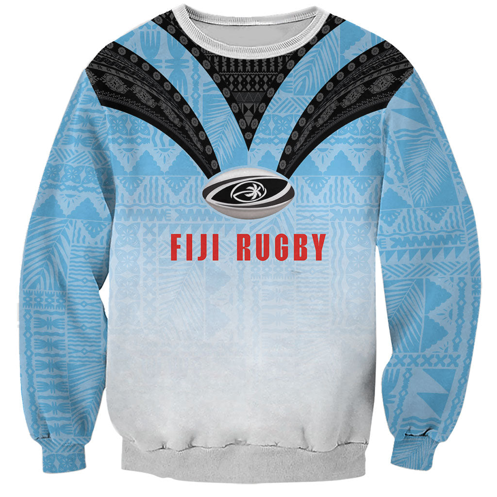 Custom Fijian Rugby Sweatshirt Tapa Pattern Retro Sporty Style LT03 Unisex White - Polynesian Pride