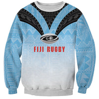 Custom Fijian Rugby Sweatshirt Tapa Pattern Retro Sporty Style LT03 Unisex White - Polynesian Pride