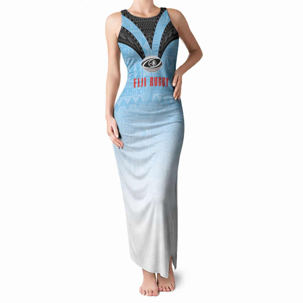 Custom Fijian Rugby Tank Maxi Dress Tapa Pattern Retro Sporty Style LT03 Women White - Polynesian Pride