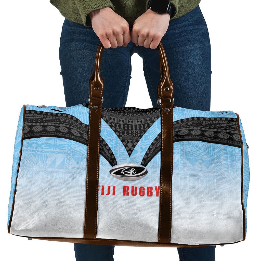 Fijian Rugby Travel Bag Tapa Pattern Retro Sporty Style LT03 White - Polynesian Pride