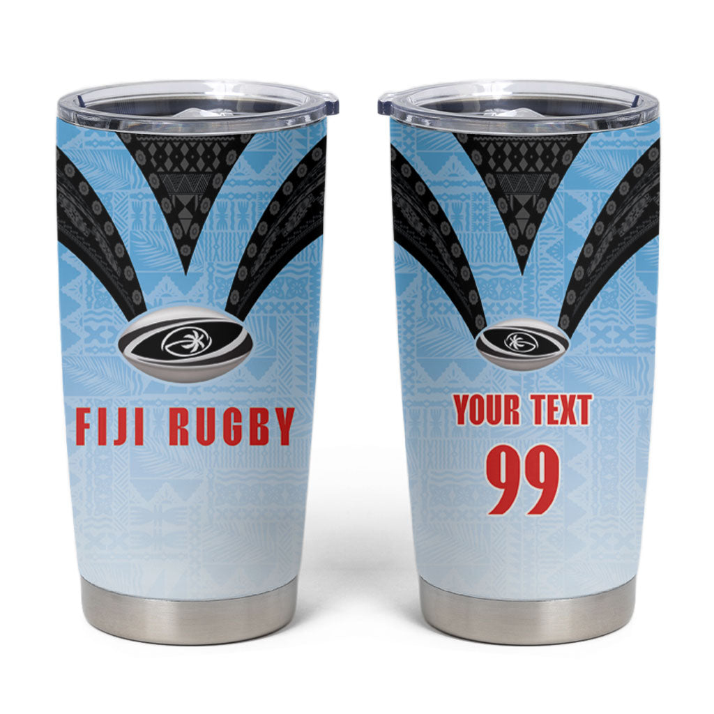 Custom Fijian Rugby Tumbler Cup Tapa Pattern Retro Sporty Style LT03 White - Polynesian Pride