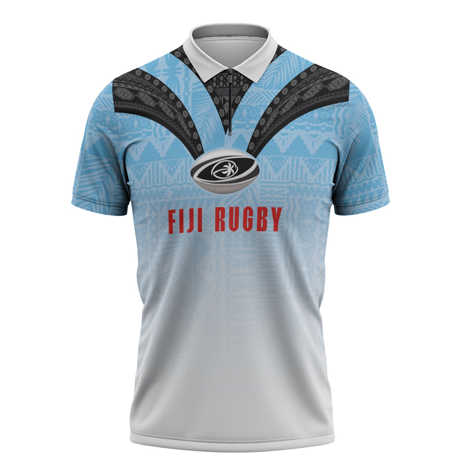 Custom Fijian Rugby Zipper Polo Shirt Tapa Pattern Retro Sporty Style LT03 White - Polynesian Pride