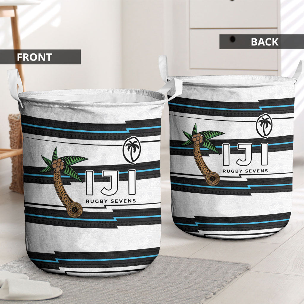 Fijian Rugby Sevens Laundry Basket Masi Tapa Pattern Stripes Sporty Style LT03 - Polynesian Pride
