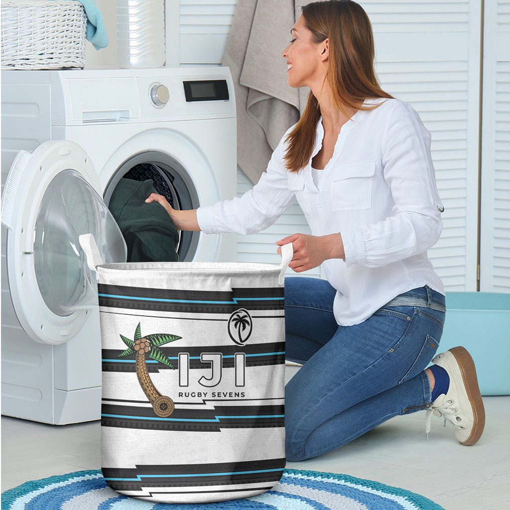Fijian Rugby Sevens Laundry Basket Masi Tapa Pattern Stripes Sporty Style LT03 - Polynesian Pride