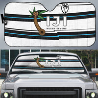 Fijian Rugby Sevens Auto Sun Shade Masi Tapa Pattern Stripes Sporty Style LT03 White - Polynesian Pride