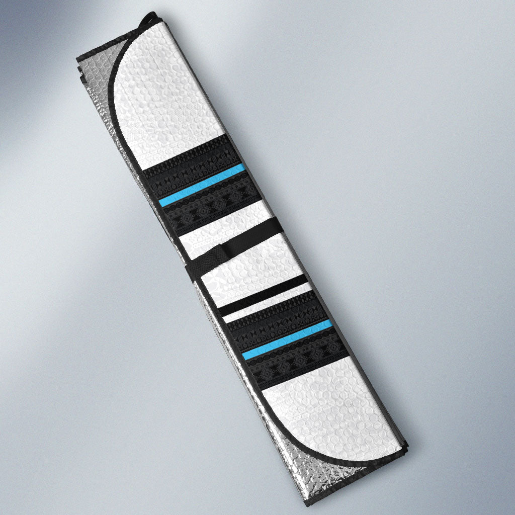 Fijian Rugby Sevens Auto Sun Shade Masi Tapa Pattern Stripes Sporty Style LT03 - Polynesian Pride