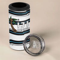 Custom Fijian Rugby Sevens 4 in 1 Can Cooler Tumbler Masi Tapa Pattern Stripes Sporty Style LT03 - Polynesian Pride