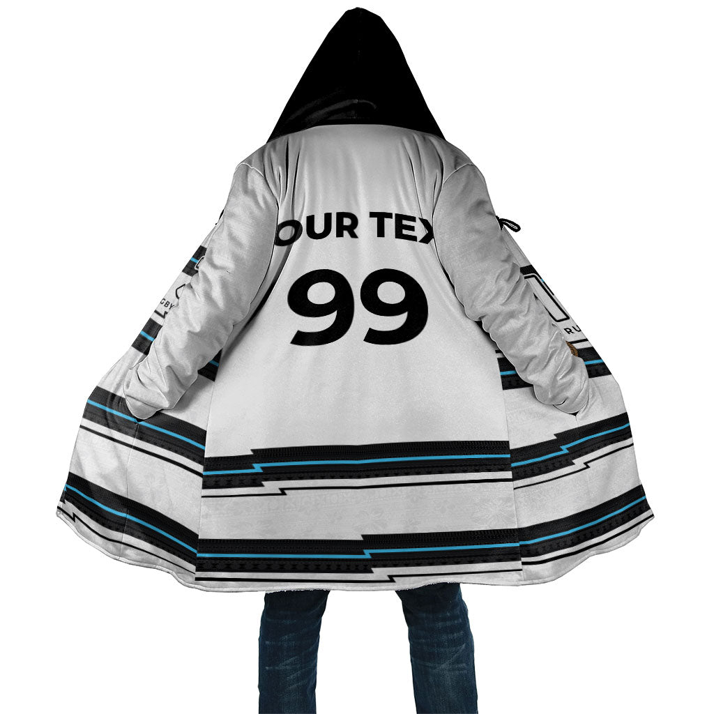 Custom Fijian Rugby Sevens Cloak Masi Tapa Pattern Stripes Sporty Style LT03 Unisex White - Polynesian Pride
