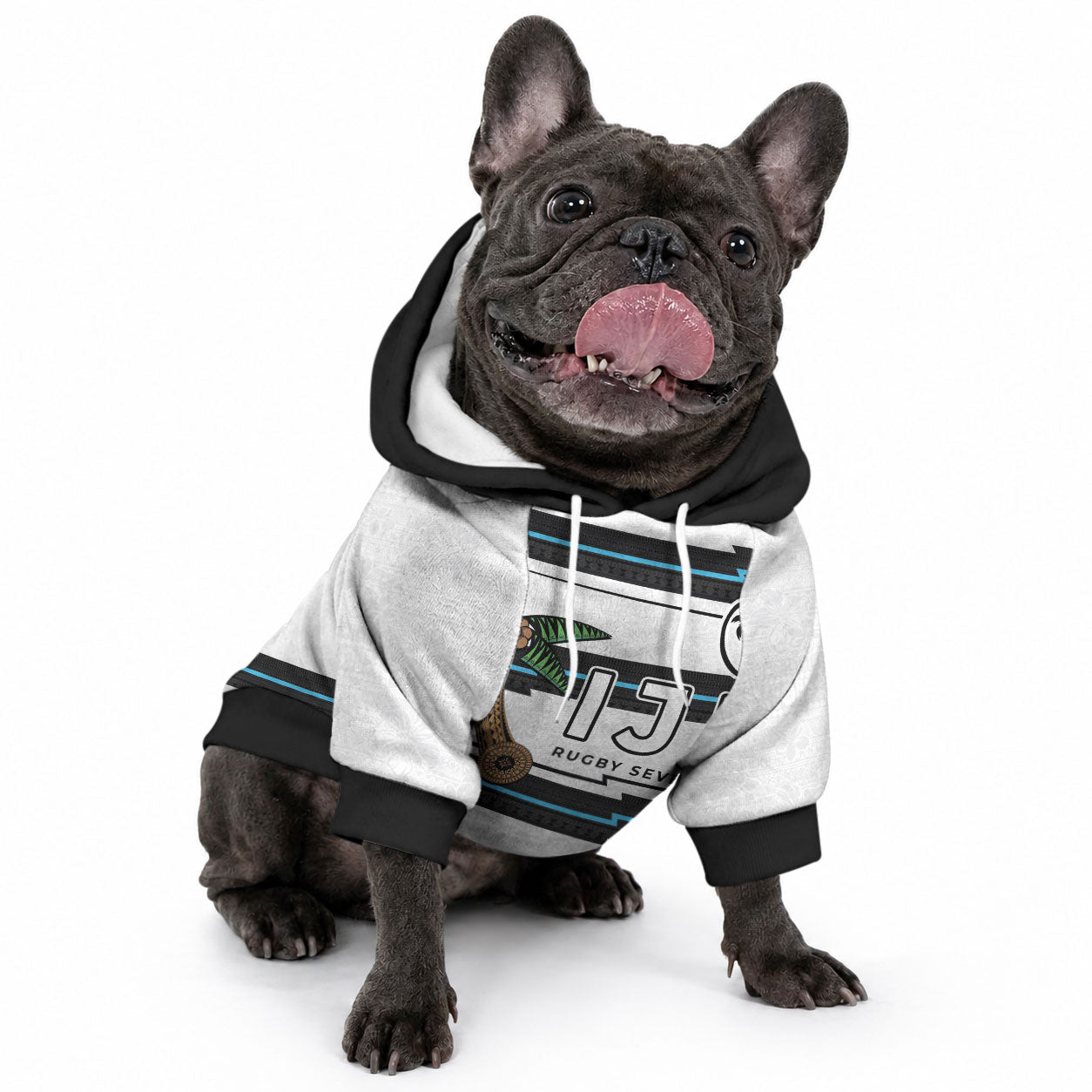 Custom Fijian Rugby Sevens Pet Hoodie Masi Tapa Pattern Stripes Sporty Style LT03 - Polynesian Pride