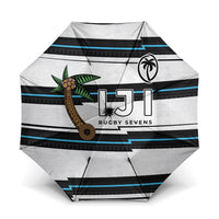 Fijian Rugby Sevens Umbrella Masi Tapa Pattern Stripes Sporty Style LT03 One Size Folded 11.42 inch Opened Diameter 37.4 inch White - Polynesian Pride