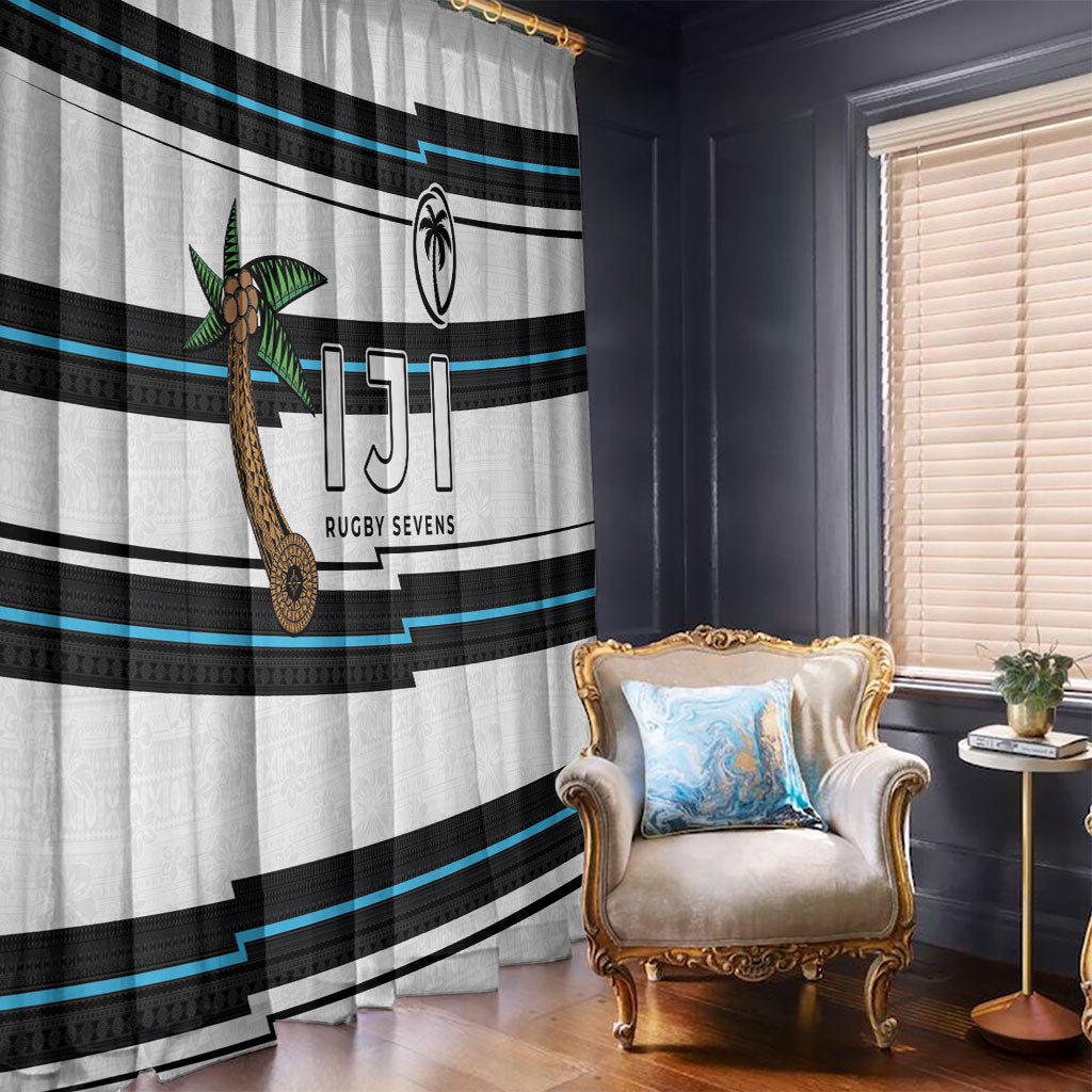 Fijian Rugby Sevens Window Curtain Masi Tapa Pattern Stripes Sporty Style LT03 - Polynesian Pride