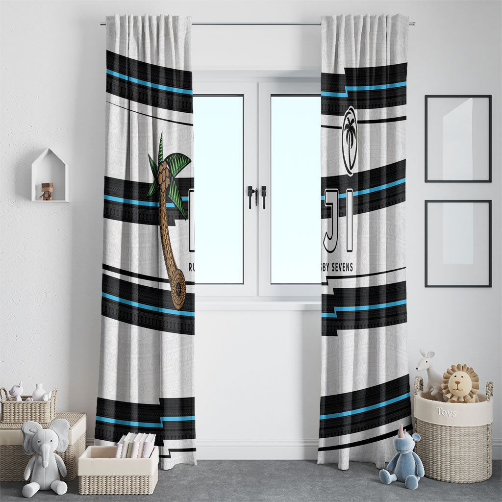Fijian Rugby Sevens Window Curtain Masi Tapa Pattern Stripes Sporty Style LT03 - Polynesian Pride