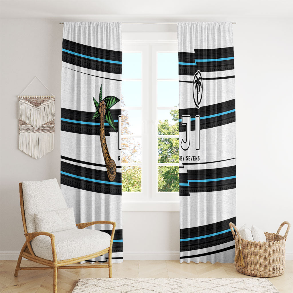 Fijian Rugby Sevens Window Curtain Masi Tapa Pattern Stripes Sporty Style LT03 - Polynesian Pride