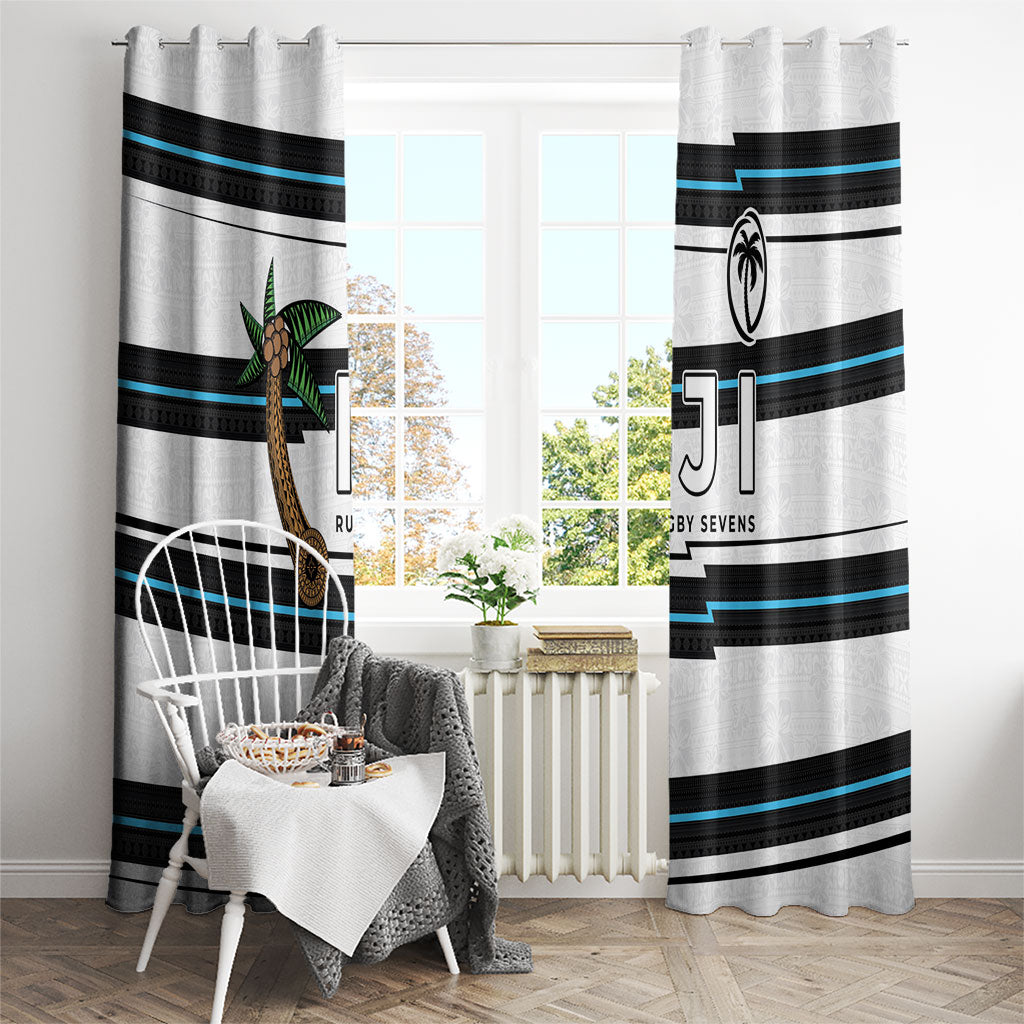Fijian Rugby Sevens Window Curtain Masi Tapa Pattern Stripes Sporty Style LT03 - Polynesian Pride