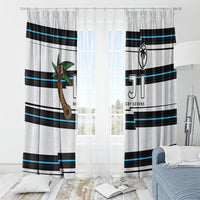 Fijian Rugby Sevens Window Curtain Masi Tapa Pattern Stripes Sporty Style LT03 - Polynesian Pride
