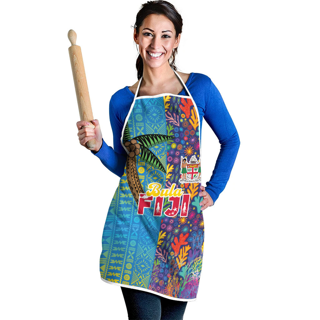 Fijian Coral Reef Apron with Traditional Tapa Pattern Split Style LT03 - Polynesian Pride