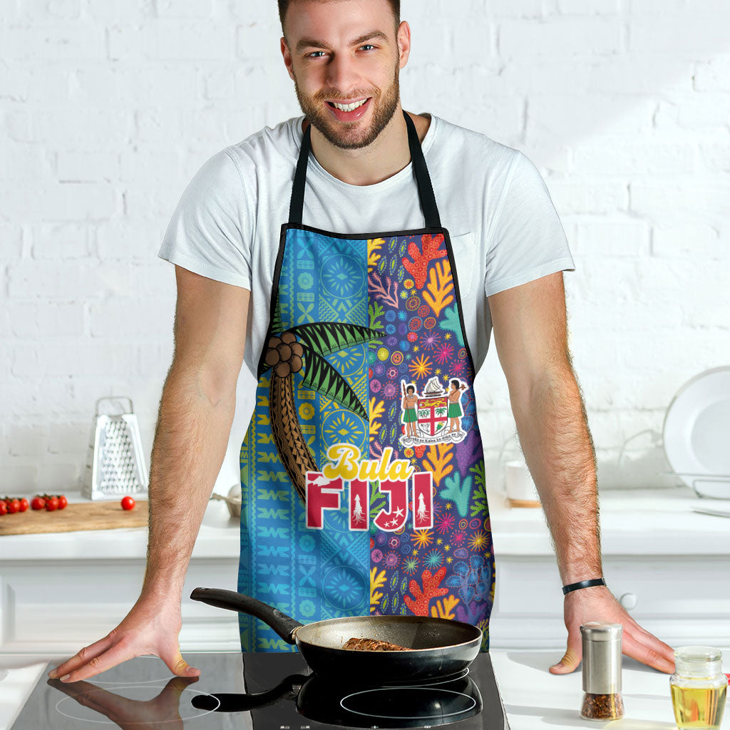 Fijian Coral Reef Apron with Traditional Tapa Pattern Split Style LT03 - Polynesian Pride