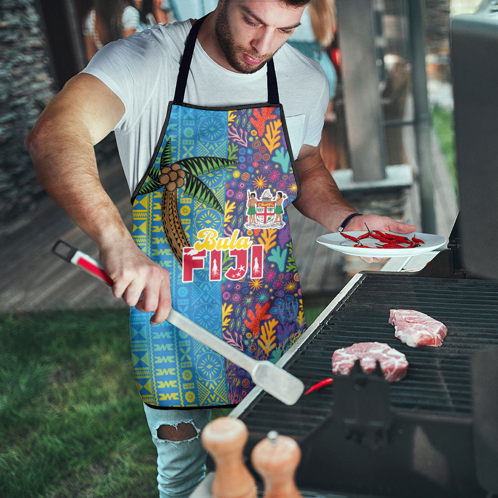 Fijian Coral Reef Apron with Traditional Tapa Pattern Split Style LT03 - Polynesian Pride