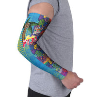 Personalised Fijian Coral Reef Arm Sleeves with Traditional Tapa Pattern Split Style LT03 - Polynesian Pride