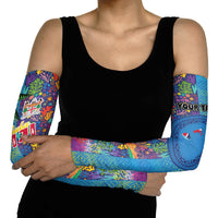 Personalised Fijian Coral Reef Arm Sleeves with Traditional Tapa Pattern Split Style LT03 - Polynesian Pride