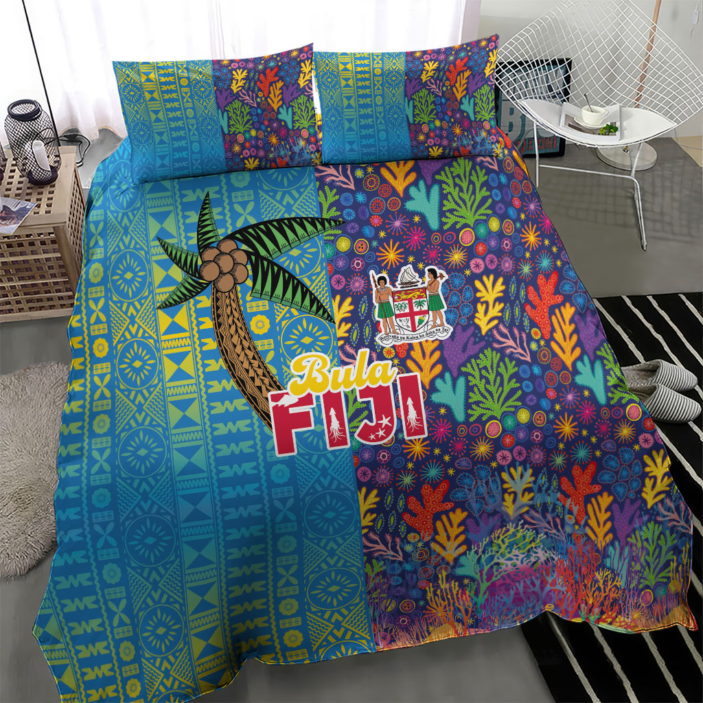 Fijian Coral Reef Bedding Set with Traditional Tapa Pattern Split Style LT03 - Polynesian Pride