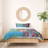 Fijian Coral Reef Bedding Set with Traditional Tapa Pattern Split Style LT03 - Polynesian Pride