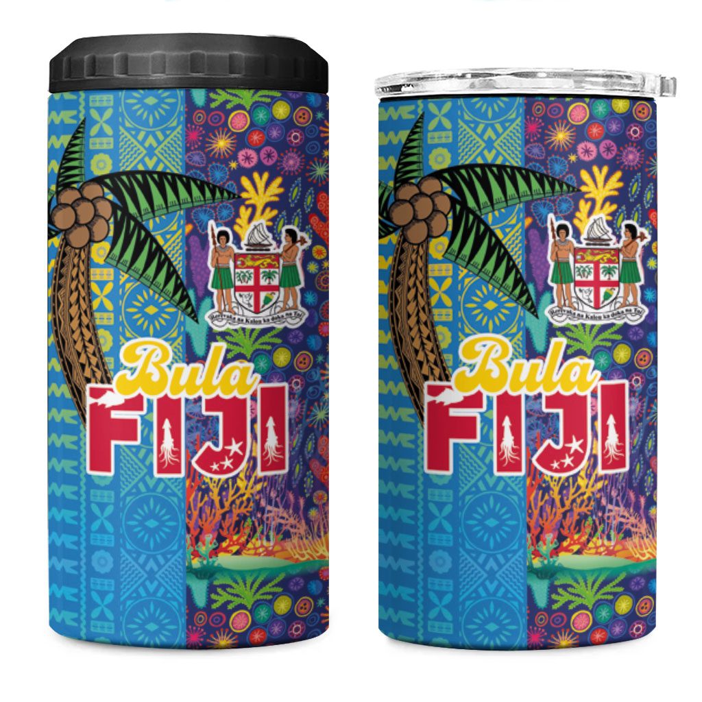 Fijian Coral Reef 4 in 1 Can Cooler Tumbler with Traditional Tapa Pattern Split Style LT03 One Size: 16 oz Multicolor - Polynesian Pride