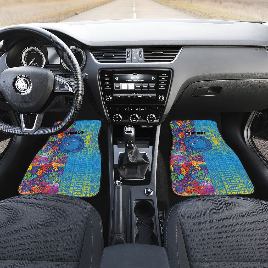 Personalised Fijian Coral Reef Car Mats with Traditional Tapa Pattern Split Style LT03 Set 2pcs - Front Multicolor - Polynesian Pride