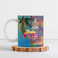 Fijian Coral Reef Ceramic Mug with Traditional Tapa Pattern Split Style LT03 Multicolor - Polynesian Pride