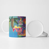 Fijian Coral Reef Ceramic Mug with Traditional Tapa Pattern Split Style LT03 - Polynesian Pride