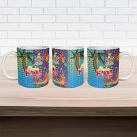 Fijian Coral Reef Ceramic Mug with Traditional Tapa Pattern Split Style LT03 - Polynesian Pride