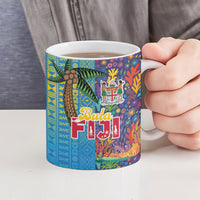 Fijian Coral Reef Ceramic Mug with Traditional Tapa Pattern Split Style LT03 - Polynesian Pride