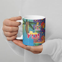 Fijian Coral Reef Ceramic Mug with Traditional Tapa Pattern Split Style LT03 - Polynesian Pride