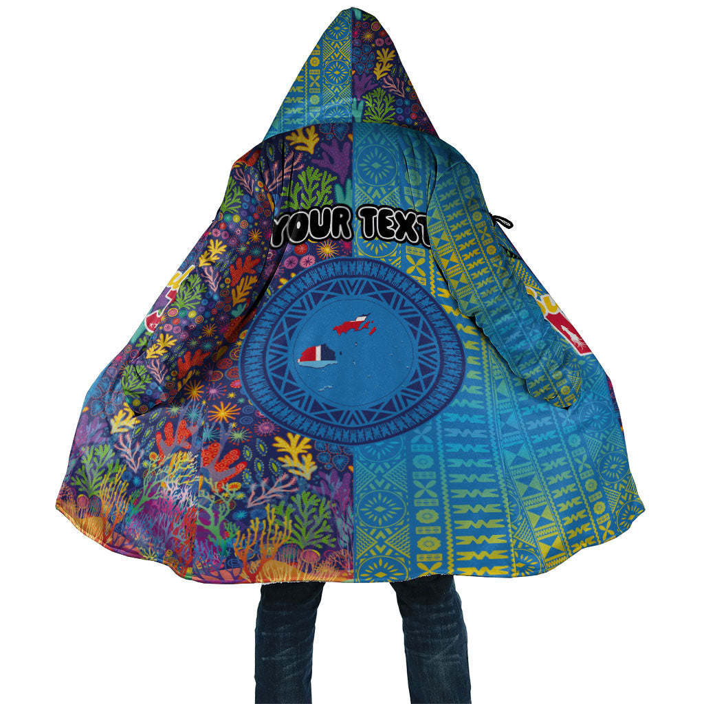 Personalised Fijian Coral Reef Cloak with Traditional Tapa Pattern Split Style LT03 Unisex Multicolor - Polynesian Pride