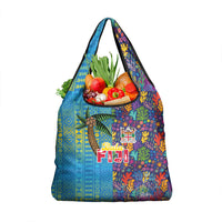 Fijian Coral Reef Grocery Bag with Traditional Tapa Pattern Split Style