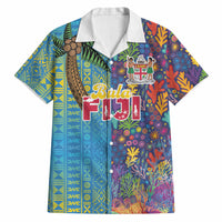 Personalised Fijian Coral Reef Hawaiian Shirt with Traditional Tapa Pattern Split Style LT03 Multicolor - Polynesian Pride