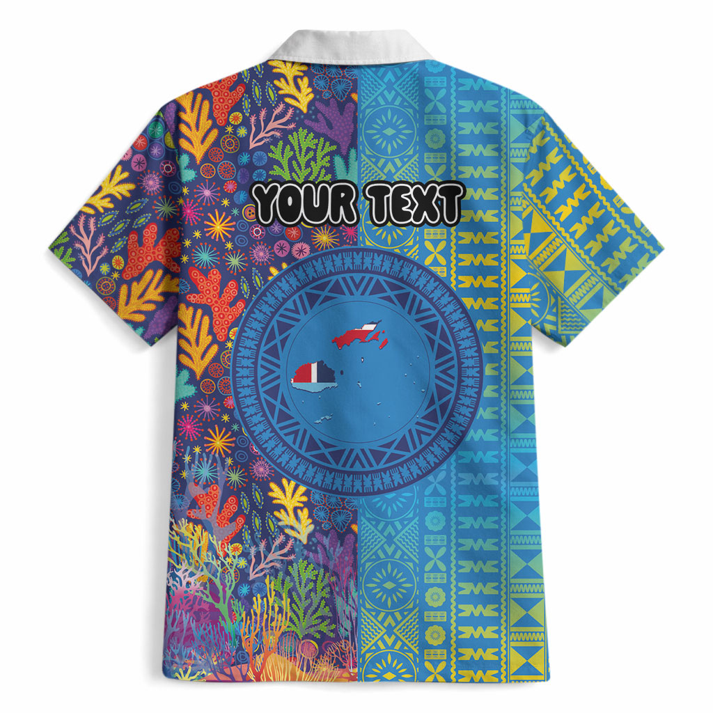 Personalised Fijian Coral Reef Hawaiian Shirt with Traditional Tapa Pattern Split Style LT03 - Polynesian Pride