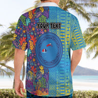 Personalised Fijian Coral Reef Hawaiian Shirt with Traditional Tapa Pattern Split Style LT03 - Polynesian Pride