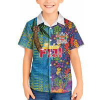 Personalised Fijian Coral Reef Hawaiian Shirt with Traditional Tapa Pattern Split Style LT03 - Polynesian Pride