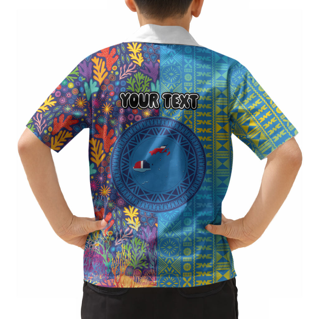 Personalised Fijian Coral Reef Hawaiian Shirt with Traditional Tapa Pattern Split Style LT03 - Polynesian Pride