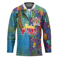 Personalised Fijian Coral Reef Hockey Jersey with Traditional Tapa Pattern Split Style LT03 Unisex Multicolor - Polynesian Pride