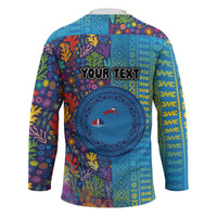 Personalised Fijian Coral Reef Hockey Jersey with Traditional Tapa Pattern Split Style LT03 - Polynesian Pride