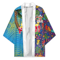 Personalised Fijian Coral Reef Kimono with Traditional Tapa Pattern Split Style LT03 Unisex Multicolor - Polynesian Pride