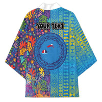 Personalised Fijian Coral Reef Kimono with Traditional Tapa Pattern Split Style LT03 - Polynesian Pride